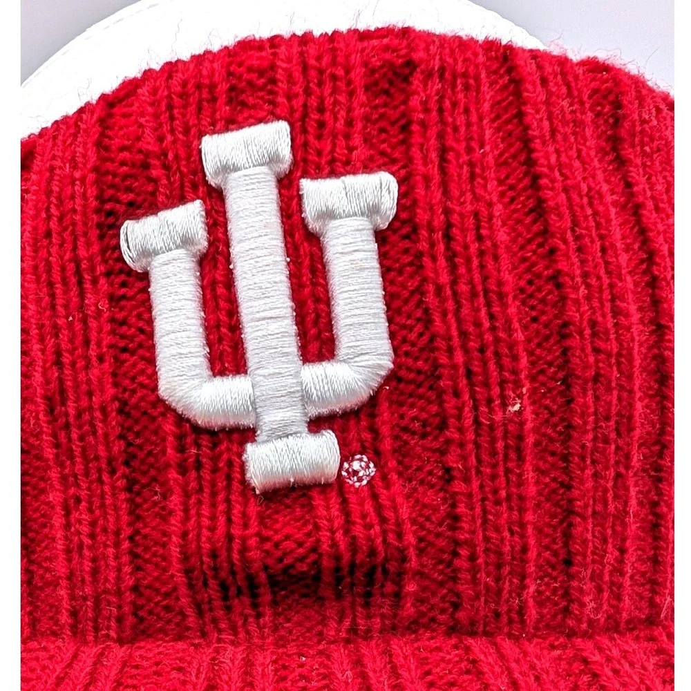 Starter Indiana University IU Hoosiers Knit Visor Hat Crimson Red Ribbed Logo
